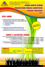 Posted by mynote in accounting, data catatan study, home. Lomba Untuk Mahasiswa Vokasi Akuntansi Free Tanpa Biaya Pendaftaran Lomba Meliputi Presentasi Akuntansi Berbahasa Inggris Dan Lomba Karya Tulis Ilmiah Populer