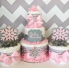 Chevron Winter Wonderland Diaper Cakes Winter Wonderland Baby Shower Decorations Winter Wonderland Baby Shower Snowflake Baby Shower Winter Girl Baby Shower
