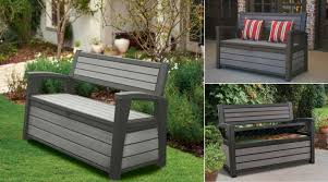 This stylish outdoor bench seat will not only give you somewhere to sit, it also provides some handy storage. Weather Resistant Garden Storage Bench Quality Plastic Sheds