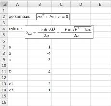 Lalu hasilnya akan dikalikan dengan angka 10 sehingga hasil akhirnya saja yang ditampilkan. Menghitung Solusi Persamaan Kuadrat Dengan Excel Fii Excel