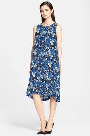 chrysanthemum print silk dress