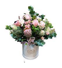 Proteas and leucadendrons originated from south africa but their vegetation is surprisingly similar to the bay area so they grow really well here. Luxury Hat Box Protea And Fynbos Mix South African Pride Gemma Bloom