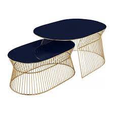 orlane lot de 2 tables basses en metal noir et dore habitat table basse gigogne table basse gigogne