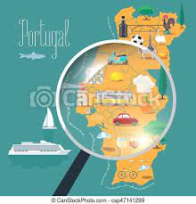 Maria de portugal, from the 16th century, describes many popular medieval dishes of meat, fish, poultry and others. Map Of Portugal With Loupe Vector Illustration Design Icons With Portuguese Landmarks Culture Barcelos And Food Explore Canstock