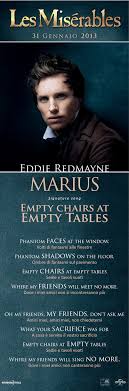 Lesmis Eddie Redmayne Marius Signature Song Empty Chairs At Empty Tables Les Miserables Favorite Movie Quotes Musicals