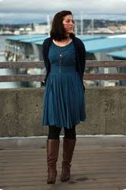 Black And Teal Dress Teal Thrifted Dresses Wind By Eccentricowl Chictopia Teal Dress Outfit Winter Dress Outfits Brown Outfit