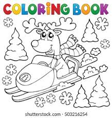 Identify 15 different creatures in these animal coloring sheets. Coloring Book Reindeer Snowmobile Eps10 Vector Stock Vector Royalty Free 503216254