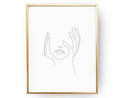Black And White Line Drawing Prints Hands On Face Lips Print Black And White Sketch Art Line Drawing Print Minimalist Wo Simple Line Drawings Black And White Sketches Black And White Drawing
