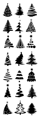 抽象的なデザインがとってもオシャレなクリスマスツリーのイラスト素材を集めました すべてベクター クリスマスツリーの絵 クリスマスツリー クリスマスカード