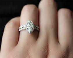 Marquise Brilliant Moissanite Engagement Ring Set Solid 14k White Gold Diamo White Gold Diamond Wedding Rings Diamond Wedding Rings Sets Dream Engagement Rings