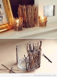 Vase Recouvert Par Des Branches D Arbre Idee Diy Pour Decorer Un Mariage Decoration Mariage Decoration De Table Diy Deco Noel Deco Automne