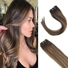 Balayage hair color options within brown palette are endless. Clip In Human Hair Extensions Balayage Dark Brown With Caramel Blonde Highlights Sunnyhair