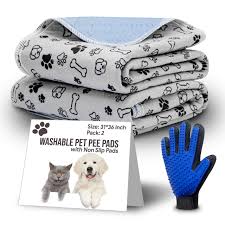 Little Liner Gray Washable Pee Pads for Dogs with Grooming Glove (36″x31″)  – LittleLiner