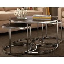 Wood 3 piece coffee table set. Round Modern Nesting Tables Novocom Top