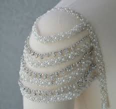 Detachable Add On Beaded Ivory And Rhinestone Cap Sleeves Set Jewelry By Material Shoulder Jewelry Bling Wedding Dress
