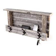 This listing is for one made to order wood shelf with four hooks made out of reclaimed wooden pallets. Barnwoodusa Rustic Wood Farmhouse Shelf With Hooks Weathered Gray Walmart Com Walmart Com