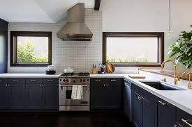 Our navy blue shaker cabinets are the perfect addition to any kitchen or bathroom. Navy Blue Kitchen Cabinets With No Upper Cabinets Transitional Kitchen