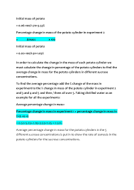 Egg osmosis lab lab directions and rubric. Osmosis Lab Report