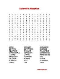 Scientific Notation Word Search Math Words Math Word Search Vector Words