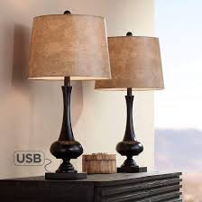 Ross Bronze Metal Table Lamps With Usb Ports Set Of 2 67e18 Lamps Plus In 2020 Metal Table Lamps Table Lamp Modern Lamp Sets