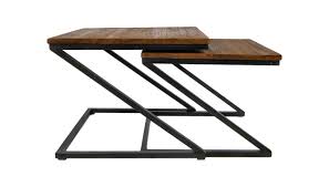 Natural wood furniture slab coffee table with live edge & forged base. 2 Piece Coffee Table Set Taylor Natural Black Coffee Side Tables Henk Schram Meubelen