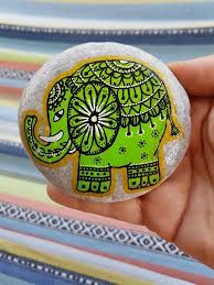 Animal Art Elephant Art Painted Pebbles Piedras Pintadas Elephant Decor Gift For Mom Painted Rocks Rock A Elephant Art Elephant Painting Pebble Painting