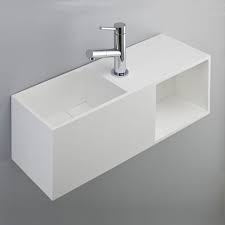 Lave Mains Design 54x20 Cm Rangement Et Robinet A Droite Solid Surface Lave Main Design Lave Main Wc Lave Main Toilette