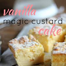 And easy to customize in many ways! Vanilla Magic Custard Cake Recipe Desserts With Eggs Sugar Butter Vanilla Extract Plain Flour Milk Custard Cake Recipes Custard Recipes Magic Custard Cake