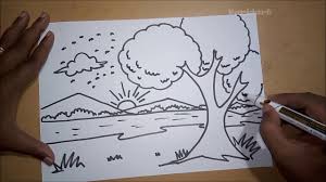 Sunrise easy landscape coloring pages. How To Draw Sunrise Easy Drawing For Kids Sunrise Scenerydrawing Youtube