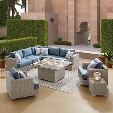 9 pieces patio dining sets outdoor space saving rattan chairs with glass table patio furniture sets cushioned seating and back sectional conversation set (set of 9) by latitude run®. Niko 9 Piece Fire Seating Set Costco
