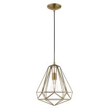 Livex Lighting Geometric Shade Mini Pendants 1 Light Antique Brass Mini Pendant 41324 01 The Home Depot