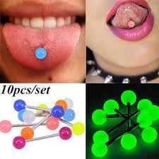 Buy 10pcs Set Luminous Ball Barbell Stud Tongue Rings Bars Body Piercing Jewelry At Affordable Prices Free Shipping Real Reviews With Photos Joom