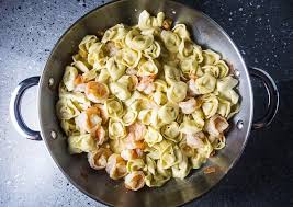 Creamy Shrimp Scampi Tortellini Recipe Creamy Shrimp Scampi Bacon Casserole Recipes Bacon Recipes Lunch