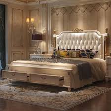Modern European Solid Wood Bed Fashion Carved Leather French Bedroom Furniture Bng002 French Furniture Bedroom Solid Wood Bed Bedroom Furniture