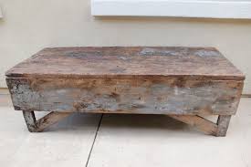 How to build a diy modern farmhouse coffee table | classic square coffee table with painted base and rustic stained table top, complete with bottom shelf for storage. Antique Plank Farmhouse Coffee Table Bench Omero Home