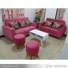 Set meja dan kursi tamu ligna natalia: Set Sofa Ruang Tamu Retro Minimalis Pink Murah Cansadecor Toko Online Furniture