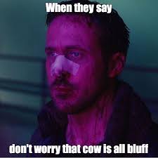 Create meme "blade runner 2049, blade runner 2049 ryan gosling, Ryan  gosling blade runner purple"