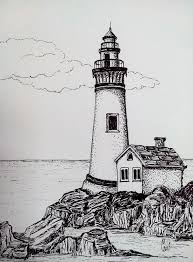 Old Lighthouse Lighthouse Drawing Sharpie Drawings Lighthouse Art