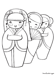 Coloriage De Poupee Japonaise Kokeshi Numero 4 A Imprimer Coloriage Poupee Japonaise Dessin Japonais