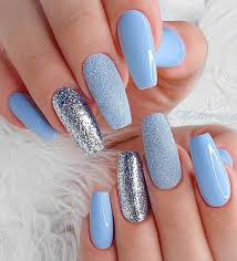Elegant looking fancy blue nail art idea. Pretty Summer Nail Designs For Your Next Manicure