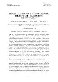 Pdf Pengolahan Limbah Zat Warna Tekstil Terdispersi Dengan Metode Elektroflotasi