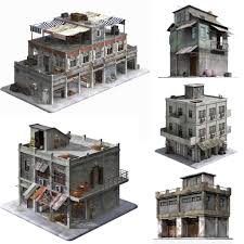 Game Ready Building Collection 3d Model Building Concept Building Building Design
