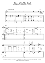 Race With The Devil Sheet Music by Gene Vincent for Piano/Keyboard and  Voice | Noteflight