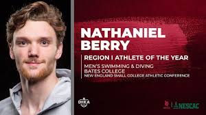 batesswimanddive's Nathan Berry '23 is the D3CA men's sport regional  student-athlete of the year, announced by the Division III Commissioner's  Association! He advances to the national ballot for consideration for  2022-23 D3CA