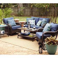 Shop patio furniture sets and a variety of outdoors products online at lowes.com. Lowes Glenlee Set Allen Roth Navy Cushions Outdoor Patio Furniture Sets Porch Furniture Sets Lowes Patio Furniture