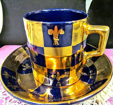 1930 italy cup and saucer blue fleur de lis bone china tea cups tea cups vintage cup and saucer crafts