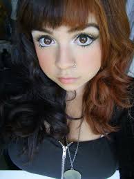 This beige blonde and half black hair contrasts well on skin with red undertones. Half Brown Ombre Dyed Hair Ideas Black Hair Dye Hair Color For Black Hair Half Colored Hair