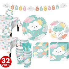 Happy Clouds Lunch Plates 8ct Party City Cloud Baby Shower Theme Baby Shower Kit Baby Shower Planning List