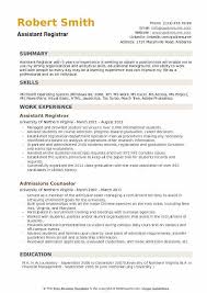 Assistant Registrar Resume Samples Qwikresume