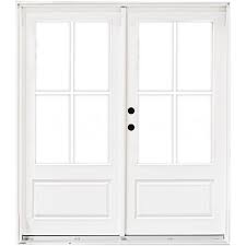 Mp Doors 60 In X 80 In Fiberglass Smooth White Right Hand Inswing Hinged 3 4 Lite Patio Door With 4 Lite In 2020 Patio Doors French Doors Exterior Garage Door Design